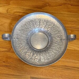 Continental Silver Co Hand Wrought Aluminum Tray 742 Hammered Leaf Floral